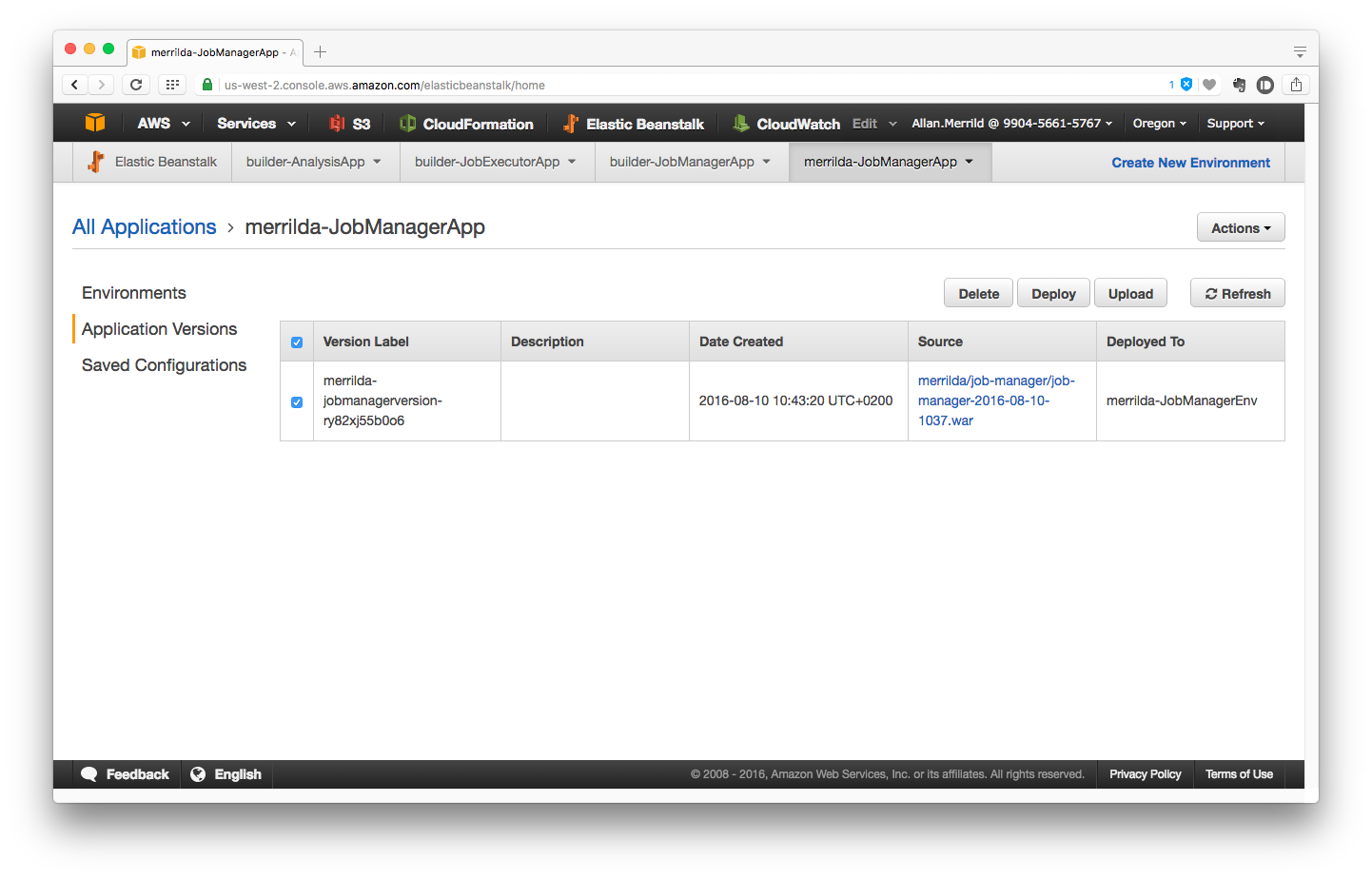 Elastic Beanstalk Management Console, Deploy application