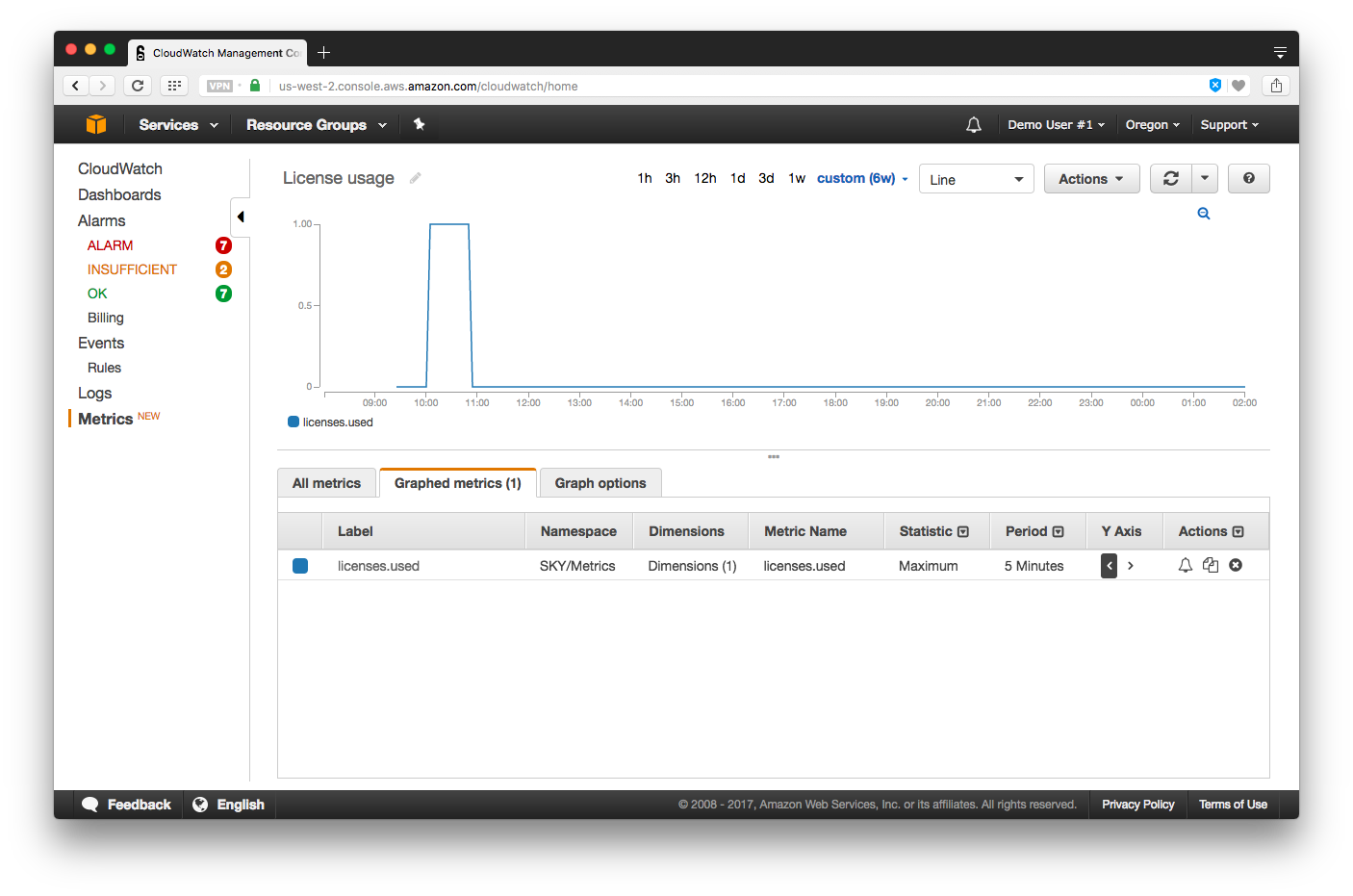 CloudWatch license usage
