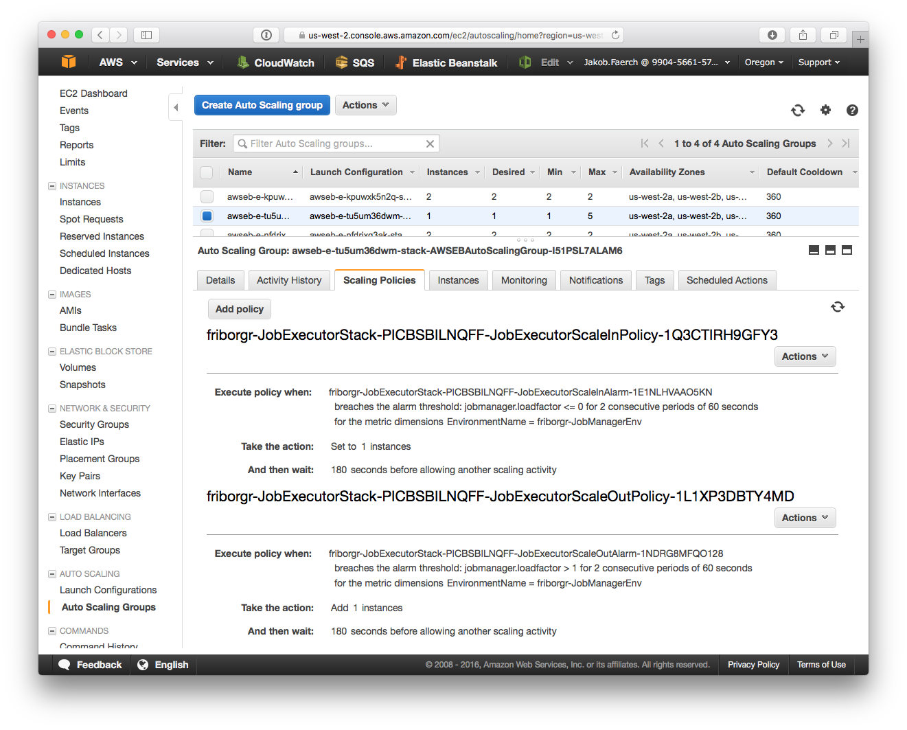 Inspecting scaling policies of an auto scaling group on the EC2 Dashboard